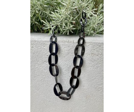 Collier/Sautoir Seventies Noir Brillant