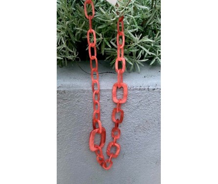 Collier/Sautoir Seventies Orange Mat en Résine