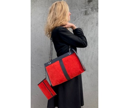 Sac Cuir Rouge et Noir