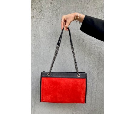 Sac Cuir Rouge et Noir