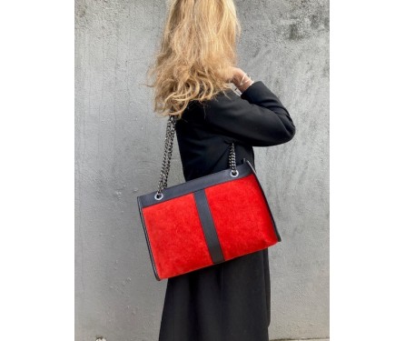 Sac Cuir Rouge et Noir