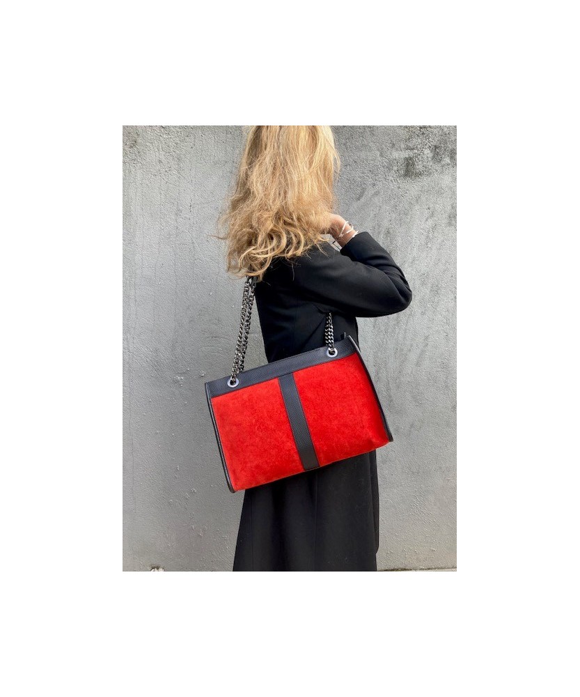 Sac Cuir Rouge et Noir