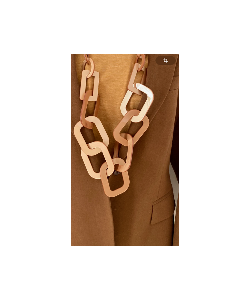 Collier/Sautoir Seventies Camel  Brillant en Résine