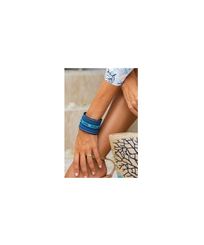 Bracelet Tissé "Indya" Bleu Foncé