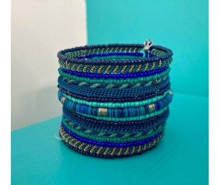 Bracelet Tissé "Indya" Bleu Foncé