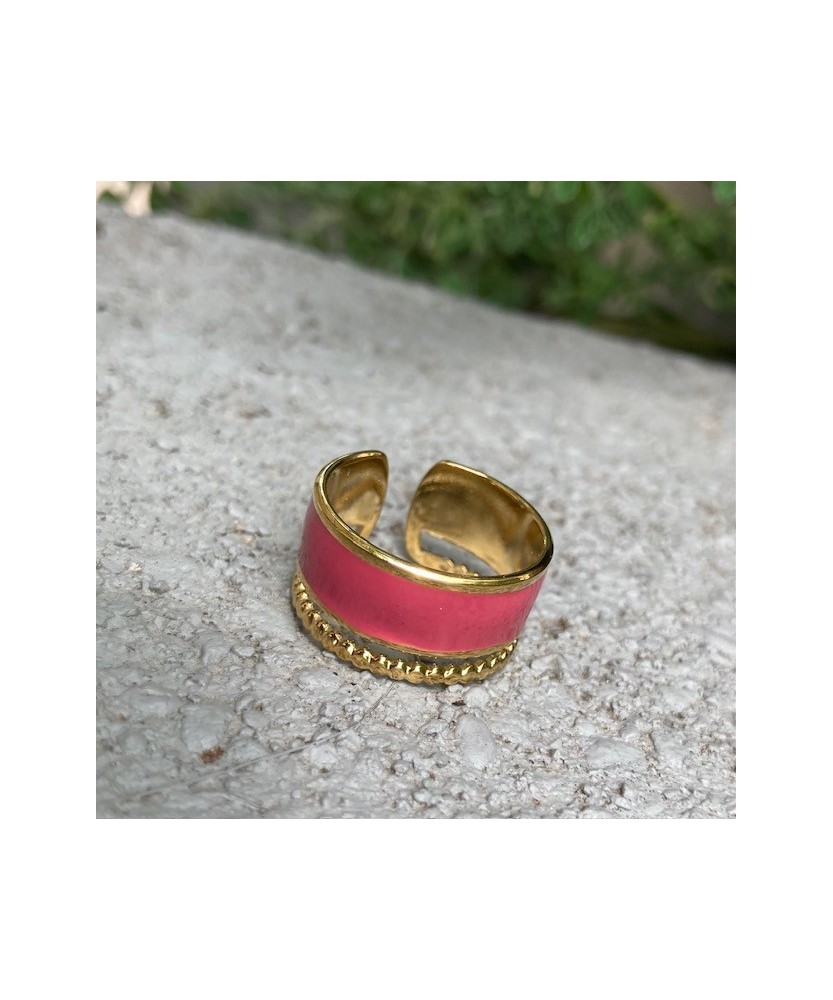 Bague Framboise avec Anneau Effet Perlé