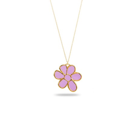 Collier Pendentif Fleur Lilas