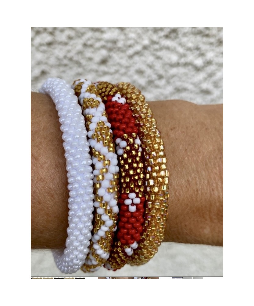 Bracelet Népalais Jacquard Rouge