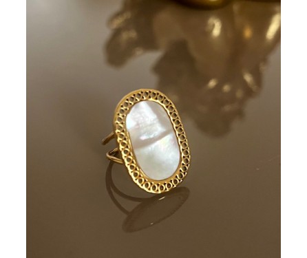 Bague "Ambroise" Nacre Blanche