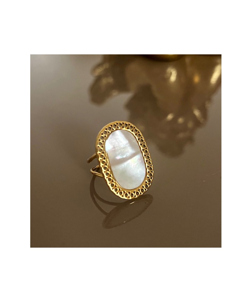 Bague "Ambroise" Nacre Blanche