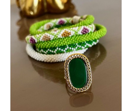 Bague "Ambroise" Agate Verte