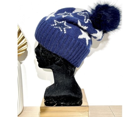 Bonnet Bleu Etoile Angora