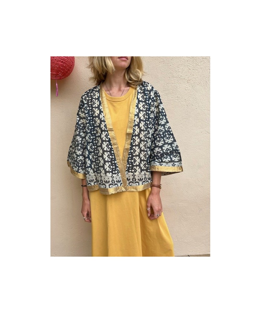 Kimono Eté Court Bleu