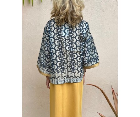 Kimono Eté Court Bleu