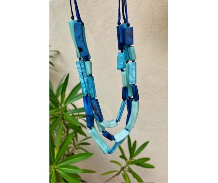 Collier Multi Rangs Bleu