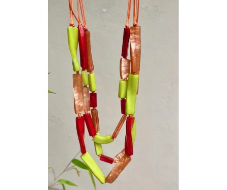 Collier Multi Rangs Orange...