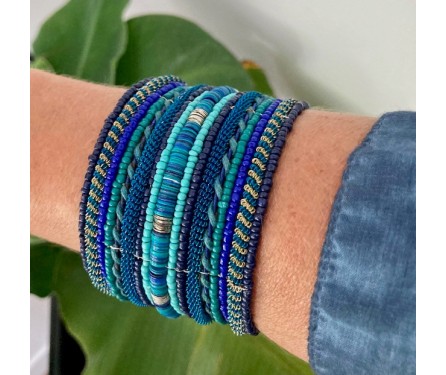 Bracelet Tissé "Indya" Bleu Foncé